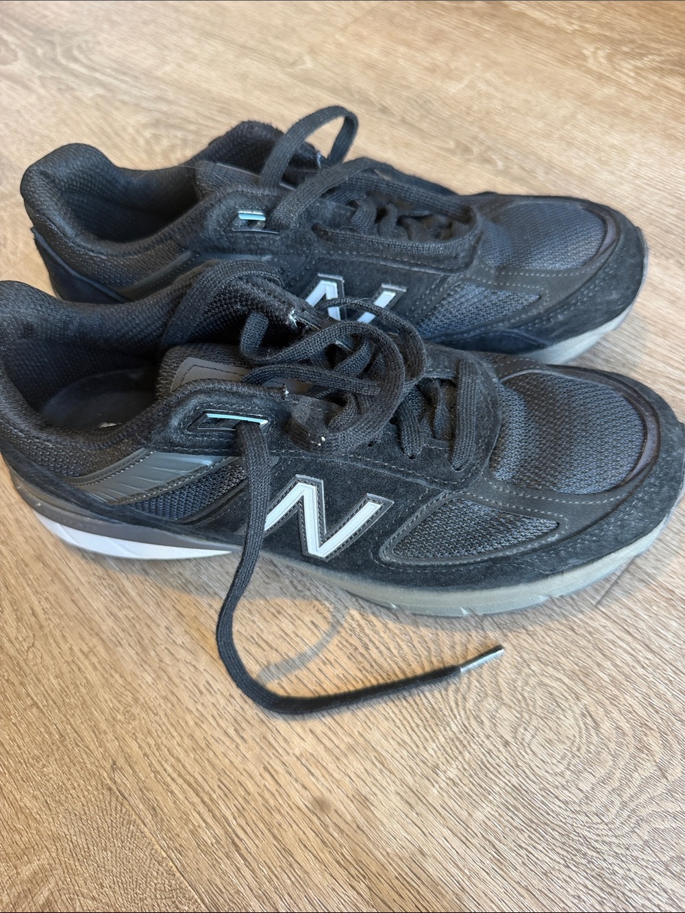 New Balance Black Athletic Mesh & Suede Sneakers with White Logo